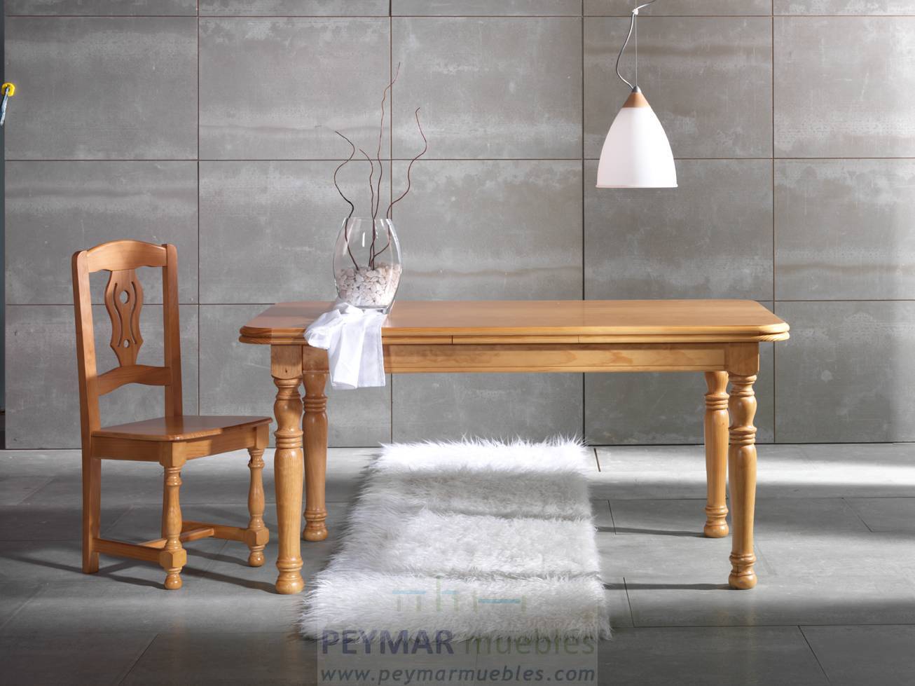 Silla de comedor M-95, de madera de pino maciza con asiento de madera, de anea o tapizado