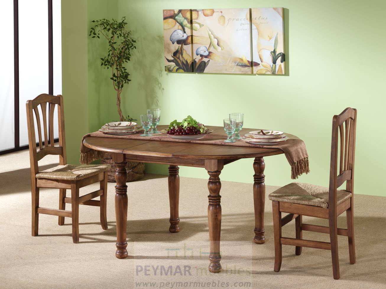 Silla Pino M-90 - Silla de comedor M-80, de madera de pino maciza con asiento de madera, de anea o tapizado
