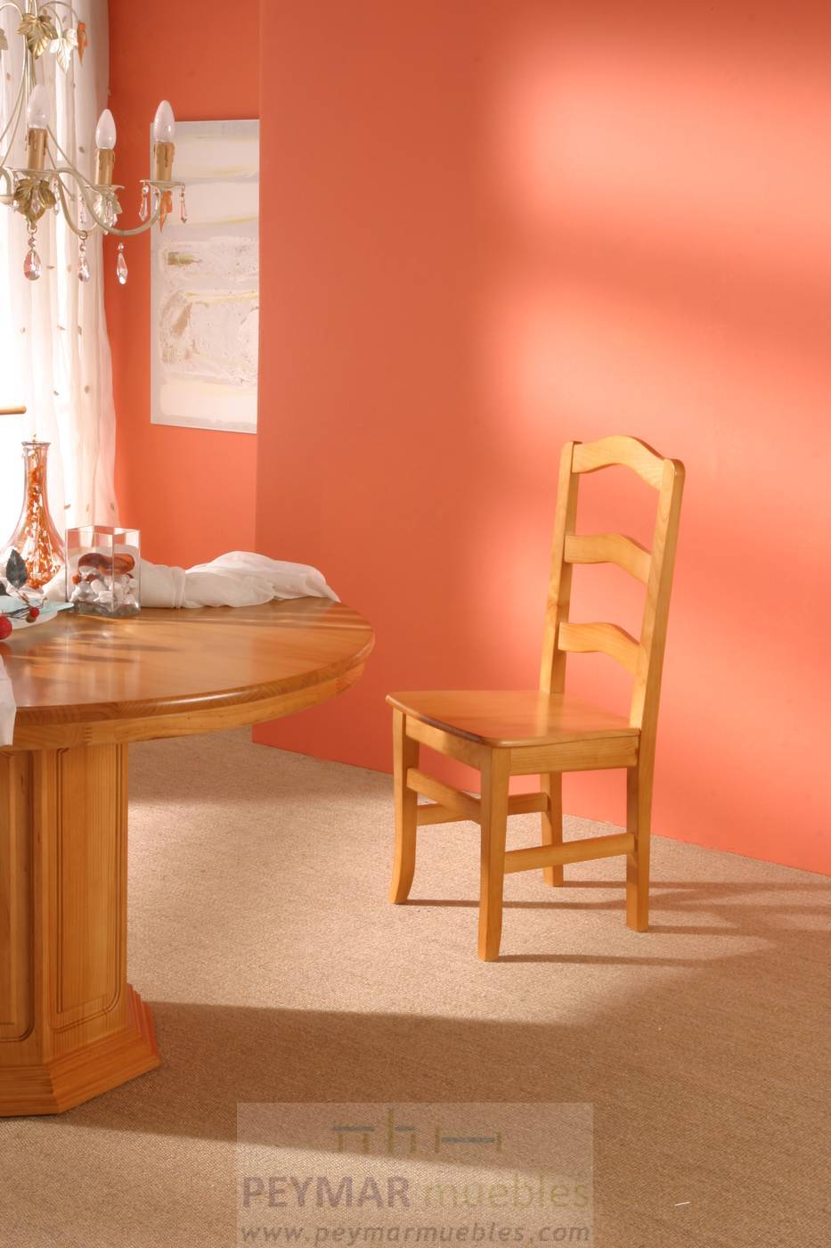 Silla de comedor M-85, de madera de pino maciza con asiento de madera, de anea o tapizado