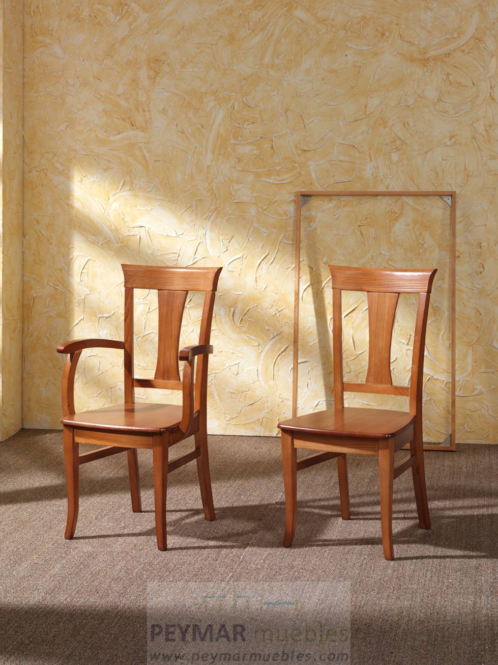 Silla Pino M-98 - Silla de comedor M-98, de madera de pino maciza con asiento de madera o tapizado