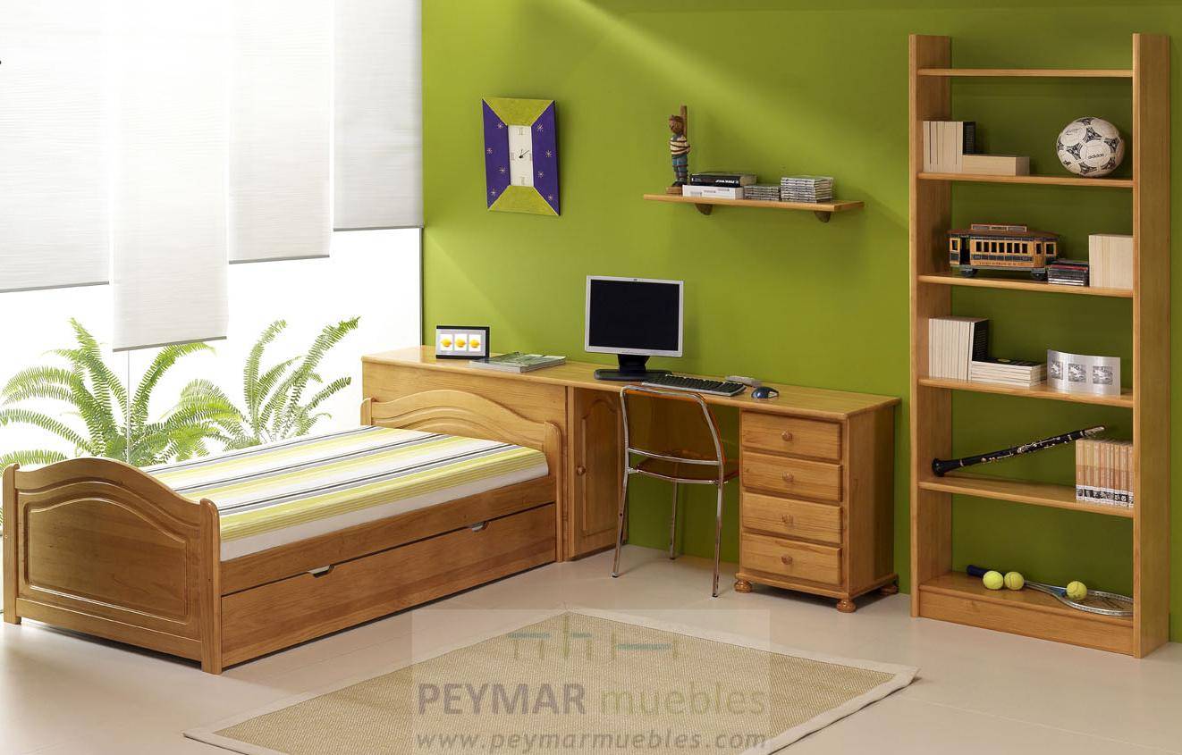 Cama Nido Carole - Cama nido de madera maciza con somier de arrastre. Cama superior e inferior de 90x190 cm.