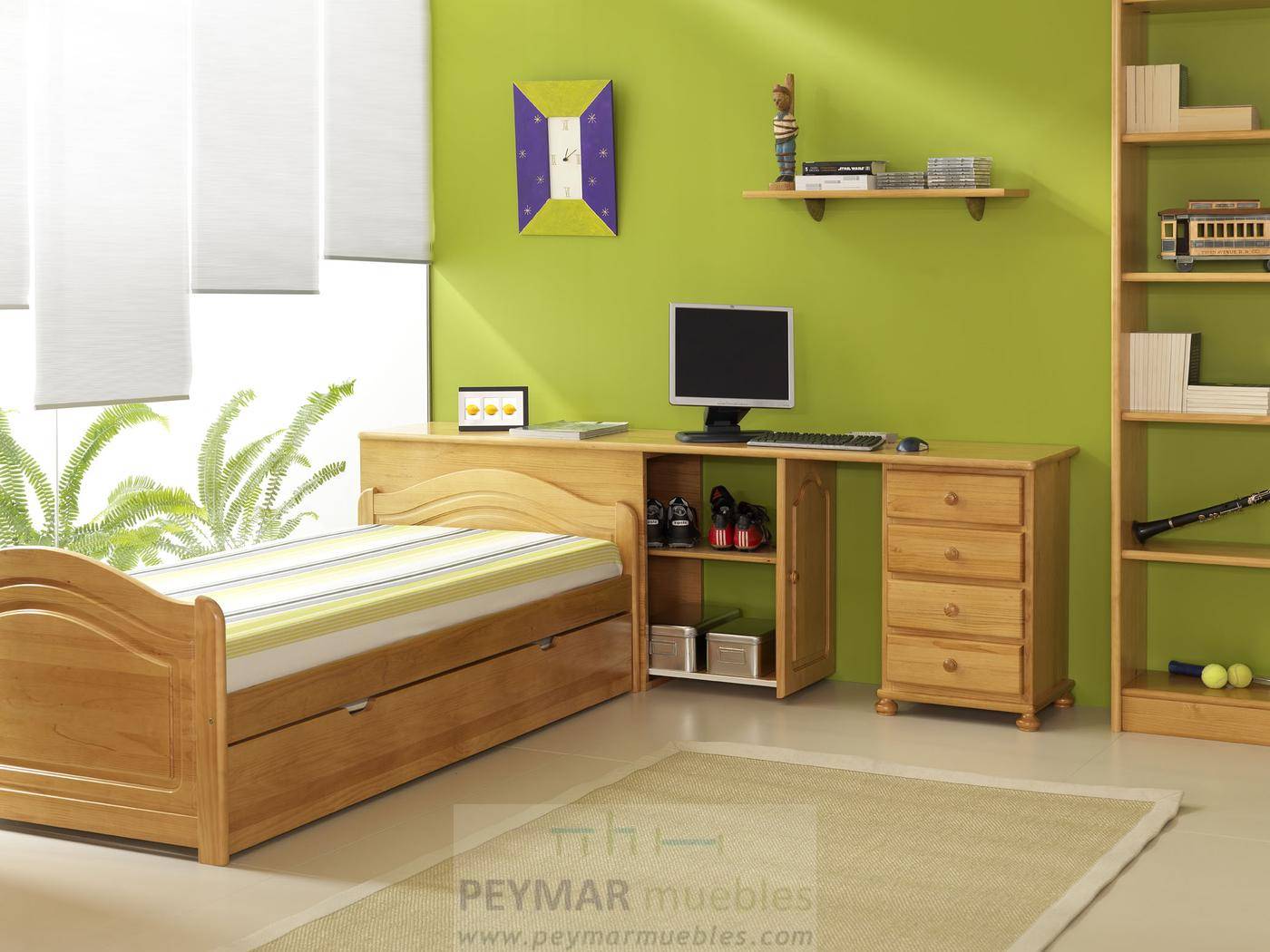 Escritorio barato para dormitorio juvenil  Muebles Valencia® Acabado A  Pine - Melamina Base4 Acabado B Serenity - Melamina Base4