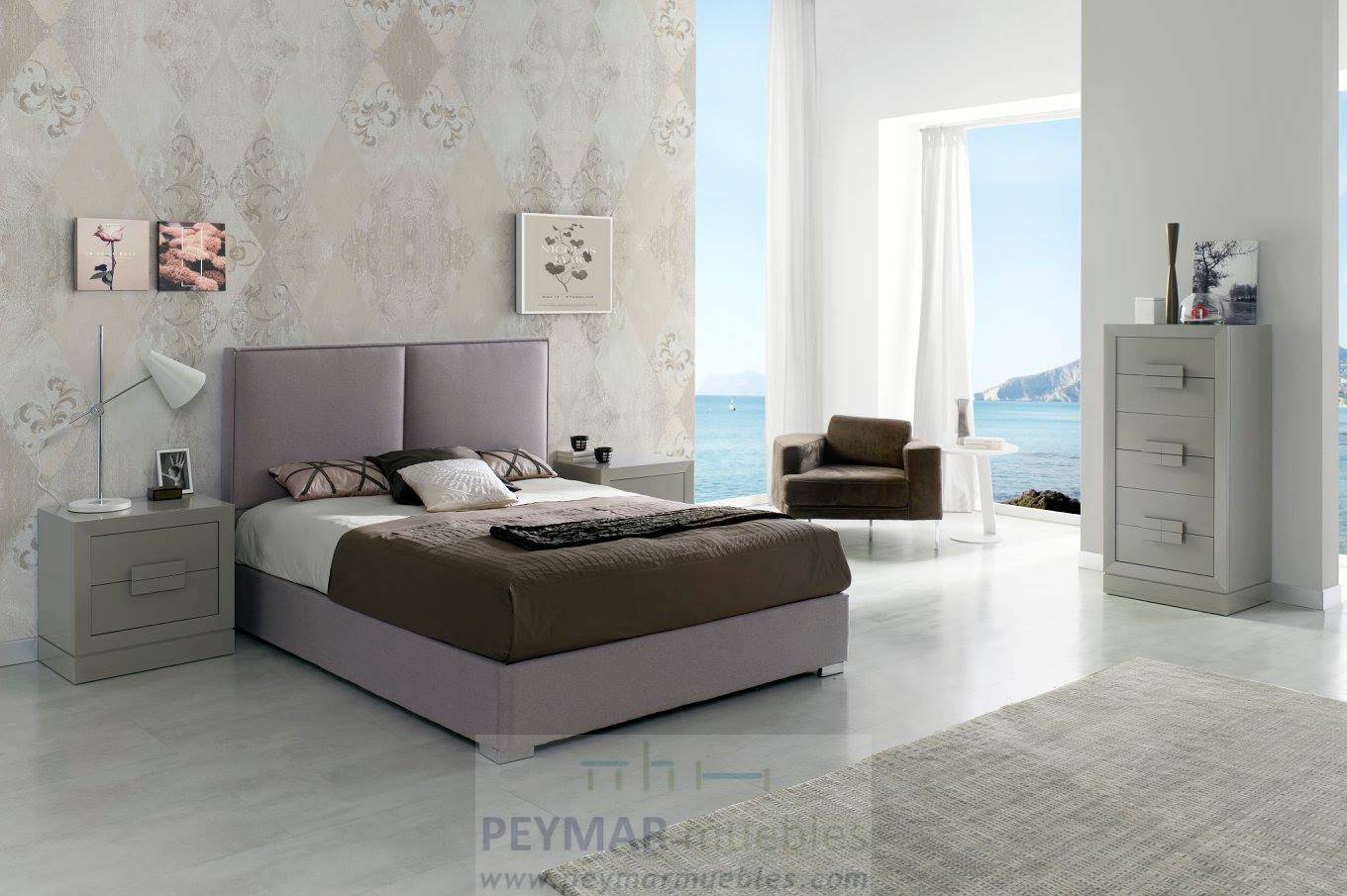 Cama Fija LD Andrea - Cama con bañera fija tapizada en polipiel, tela o terciopelo,  disponible en varios tamaños y colores.