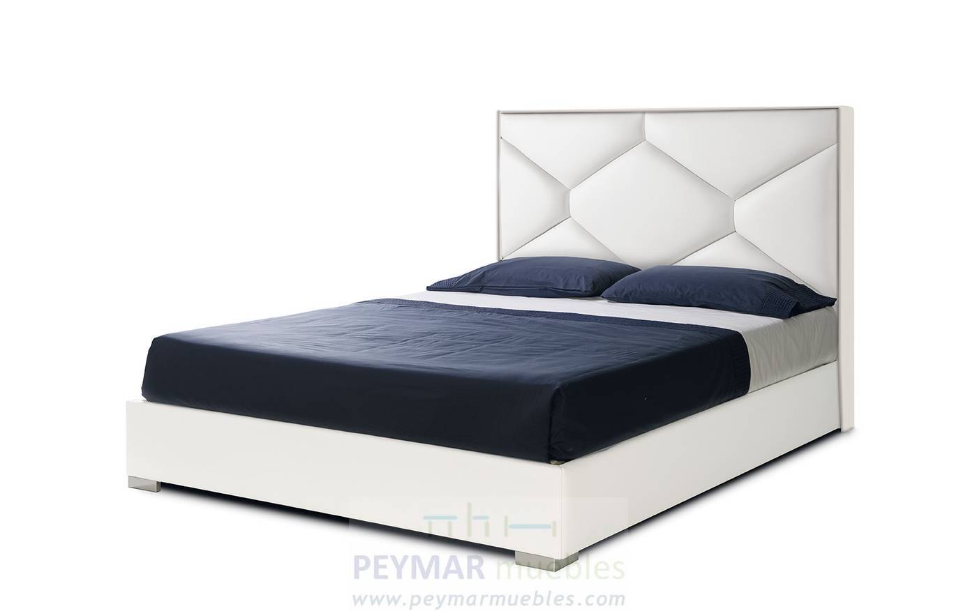 Cama Fija LD Martina - Cama de matrimonio con canapé fijo, tapizada en polipiel, tela o terciopelo. Disponible en varios tamaños y colores.