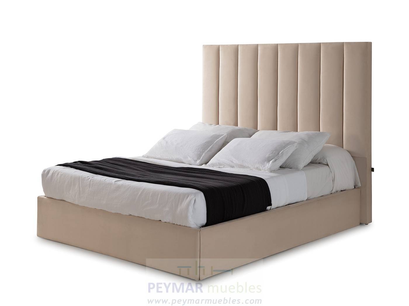 Cama Abatible LD Mikonos - Cama de matrimonio con canapé abatible, tapizada en polipiel, tela o terciopelo. Disponible en varios tamaños y colores.