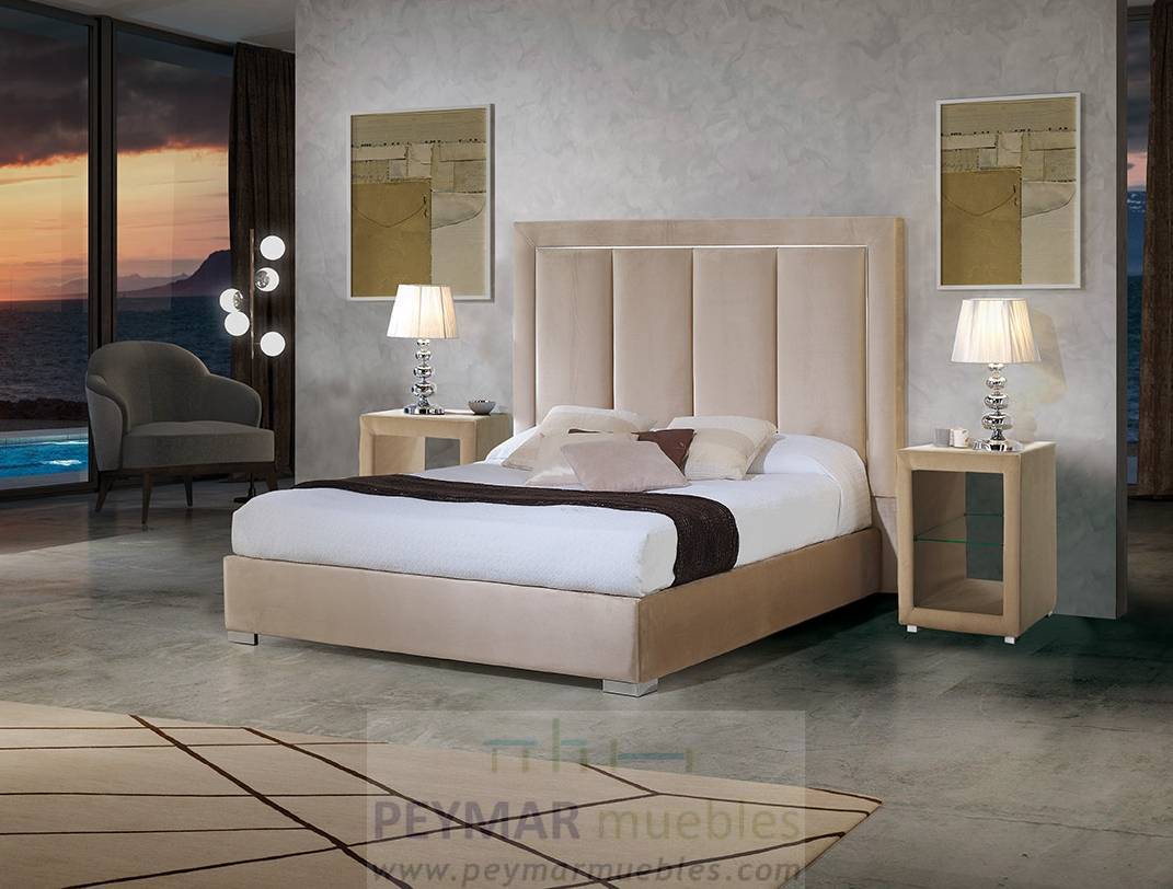 Cama Abatible LD Mónica - Cama con canapé abatible tapizado en polipiel, tela o terciopelo, para cama de 150, 160 o 180 cm. Disponible en varios colores.