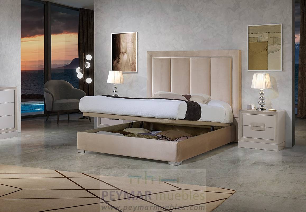 Cama Abatible LD Mónica - Cama con canapé abatible tapizado en polipiel, tela o terciopelo, para cama de 150, 160 o 180 cm. Disponible en varios colores.