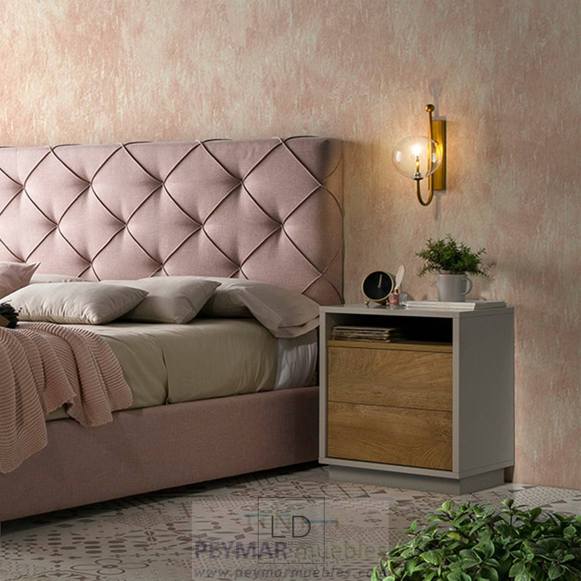 Cama Fija LD Oporto - Cama con bañera fija tapizada en polipiel, tela o terciopelo. Disponible en varios tamaños y colores.