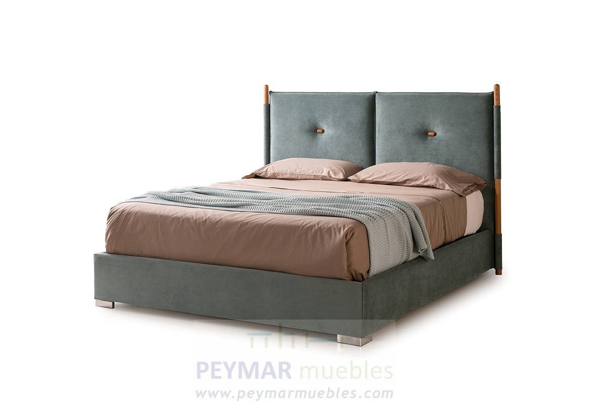 Cama Fija LD Oslo - Cama de matrimonio con canapé fijo, tapizada en polipiel, tela o terciopelo. Disponible en varios tamaños y colores.