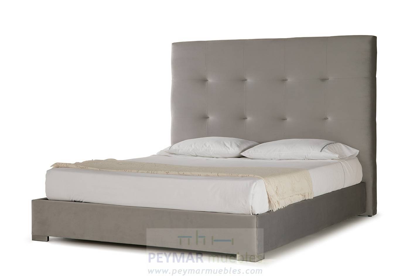 Cama Fija LD Patricia - Cama de matrimonio con bañera fija tapizada en polipiel, tela o terciopelo. Disponible en varios tamaños y colores.