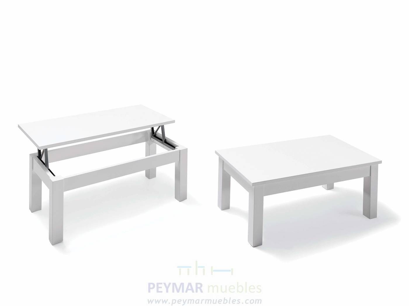 Mesa de centro con tapa elevable, con patas rectas