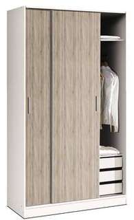 Armario Blanco/Roble 218x122 - Armario blanco 2 puertas correderas color roble cambrian y cajonera 3 cajones opcional. 218cm (alto) x 122cm (ancho)