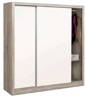 Armario Corredero Sena Blanco - Armario color blanco o roble danés de 2 puertas correderas color blanco y cajonera 3 cajones. 220 cm (alto) x 182 cm (ancho)