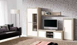 Modular Salón 262cm Roble-Blanco - Apilable para salón/comedor de 262 cms de ancho, color roble cambrian combinado con blanco