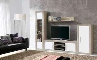 Modular Salón Roble-Combinado Bl - Apilable para salón/comedor de 232 cms, color roble cambrian combinado en blanco