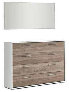 Cómoda 4 Caj. Blan/Cambr-Blanco - Cómoda blanca o roble de 4 cajones combinado con color Cambrian o blanco