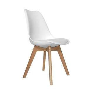 Silla Polipropileno Blanco - Silla de comedor. Patas de madera, de polipropileno y asiento acolchado en polipiel color Blanco.