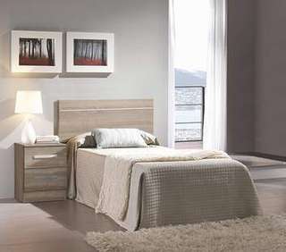 Dormitorio Juvenil Life - Dormitorio juvenil color acacia, blanco o cerezo inglés: mesita 2 cajones y cabecero