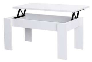 Mesa Elevable Blanco 100-50 - Mesa centro blanco con tapa elevable de 100-50 cms