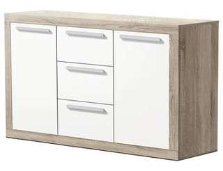 Aparador Roble Cambrian-Blanco - Aparador para salón/comedor, color roble cambrian combinado con blanco