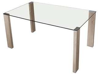 Mesa Cristal Patas Roble - Mesa de comedor. Patas madera color roble y tapa de cristal templado de seguridad