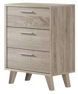 Mesita 3 Caj. Blan/Cambr- Blanco - Mesita blanca o cambrian de 3 cajones combinado con color cambrian o blanco, ancho de 43 o 53 cm a elegir.