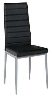 Silla Polipiel Negra - Silla de comedor. Estructura metálica , con respaldo y asiento acolchado tapizado en polipiel negra.