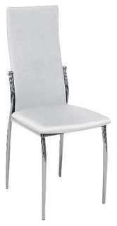 Silla Cromada Blanca - Silla de comedor. Estructura metálica cromada. Respaldo y asiento tapizado en polipiel blanca