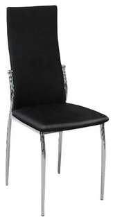 Silla Cromada Negra - Silla de comedor. Estructura metálica cromada. Respaldo y asiento tapizado en polipiel negra