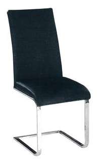 Silla Moderna Polipiel Negra - Silla de comedor moderna. Estructura metálica cromada. Respaldo y asiento tapizado en polipiel negra