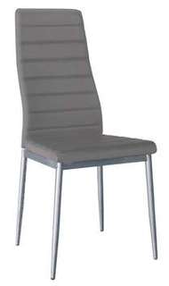 Silla Polipiel Gris - Silla de comedor. Estructura metálica , con respaldo y asiento acolchado tapizado en polipiel color gris.
