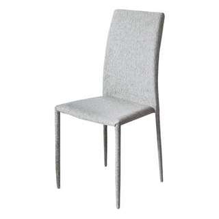 Pack 4 Sillas Apilabl Gris Perla - Pack 4 sillas de comedor apilables, con respaldo y asiento acolchado tapizados con tela color gris perla.
