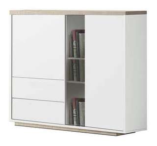 Vajillero Trend Blanco/Cambrian - Vajillero de 2 puertas y 2 cajones. Acabado color Blanco combinado Roble Cambrian