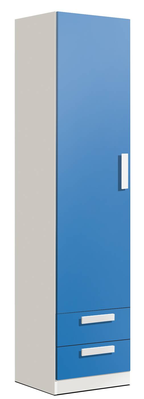 Armario Juvenil 1 Puerta 220 cm - Armario juvenil de color blanco o roble cambrian, de 220 cm. de  alto, con una puerta y dos cajones varios colores a elegir