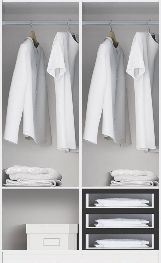 Armario Corredero Roble 200x122 - Armario blanco 2 puertas correderas color roble y cajonera 3 cajones. 200cm (alto) x 122cm (ancho)