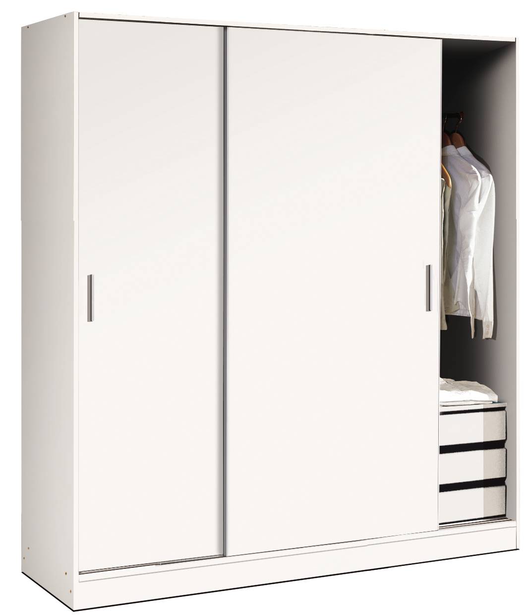 Armario de puertas correderas ropero blanco y madera 200cm