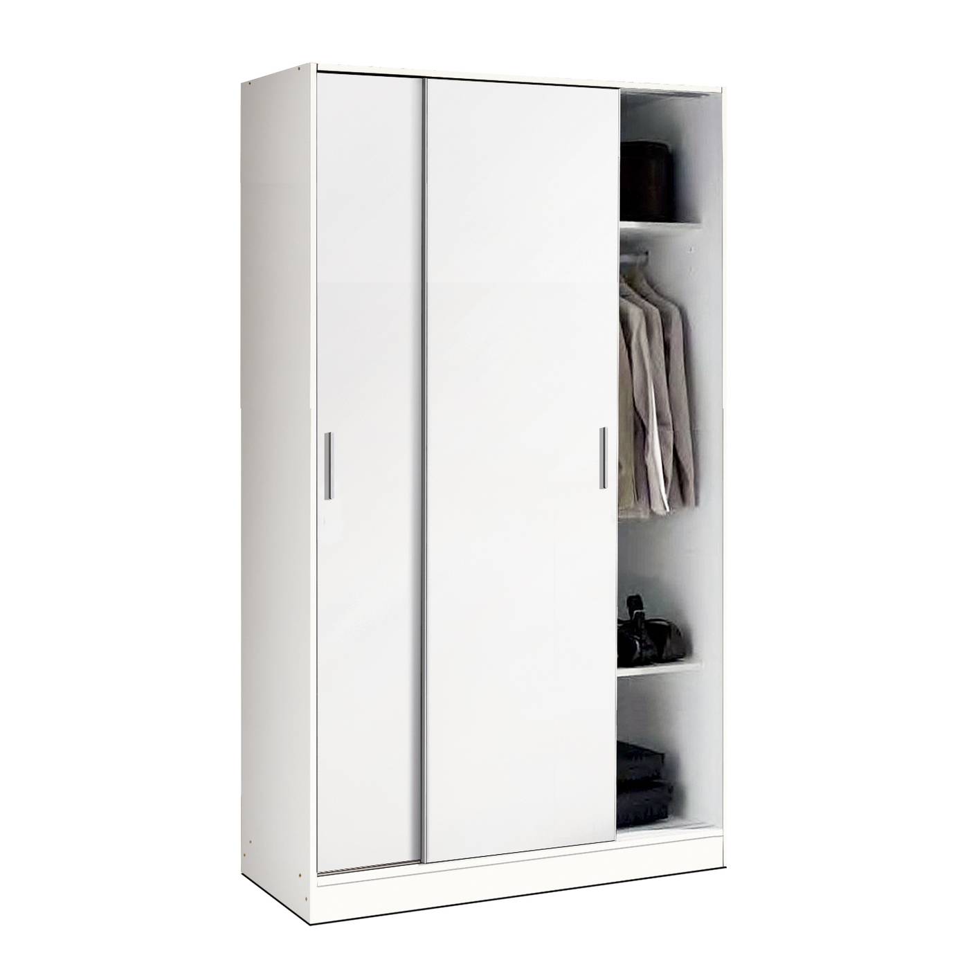 Armario blanco 2 puertas correderas, opcional cajonera 3 cajones. 218cm (alto) x 122cm (ancho)