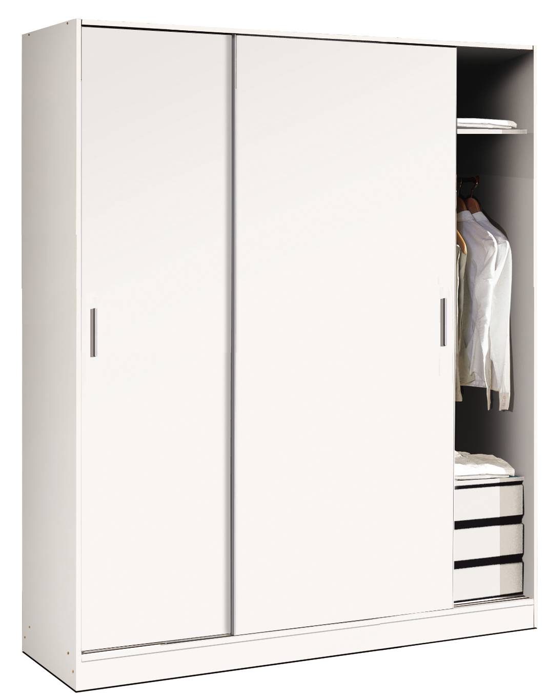 Armario Corredero Blanco 218x182 - Armario blanco 2 puertas correderas y opcional cajonera 3 cajones. 218cm (alto) x 182cm (ancho)