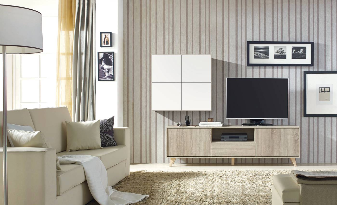 Mueble bajo de TV con una puerta y dos huecos Airon