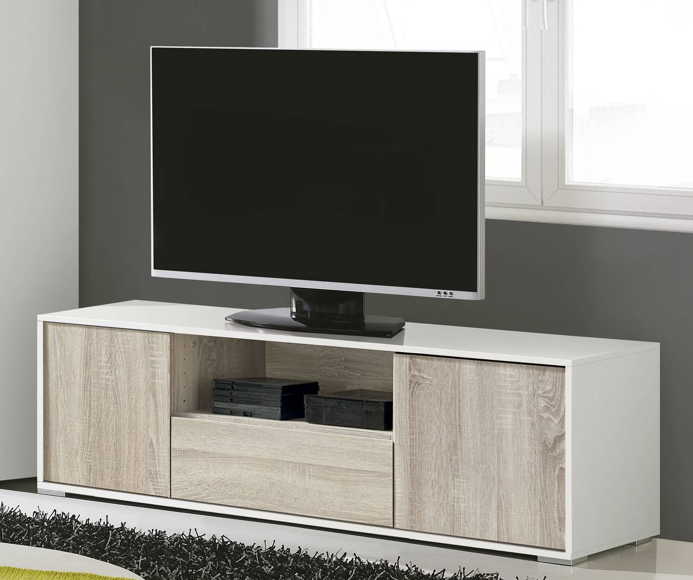 Composición Salón New Urban 136c - Modular para salón/comedor: Mueble TV + Estantería