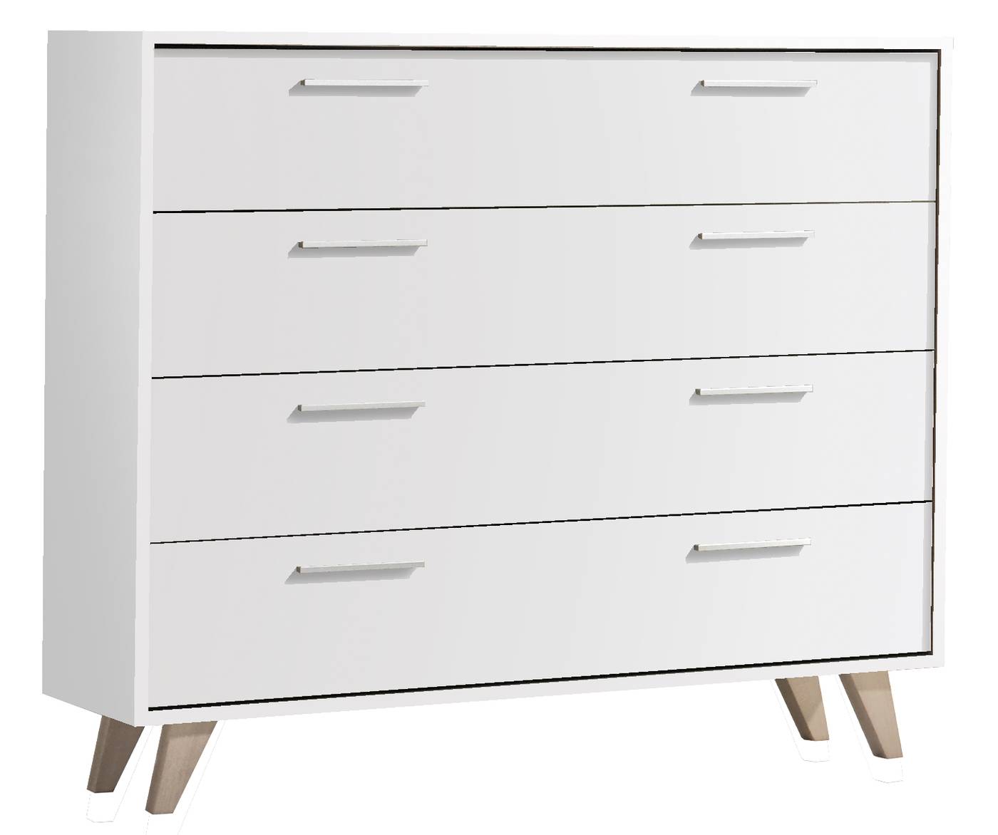 Cómoda 4 Caj. Blan/Cambr-Blanco - Cómoda blanca o roble de 4 cajones combinado con color Cambrian o blanco