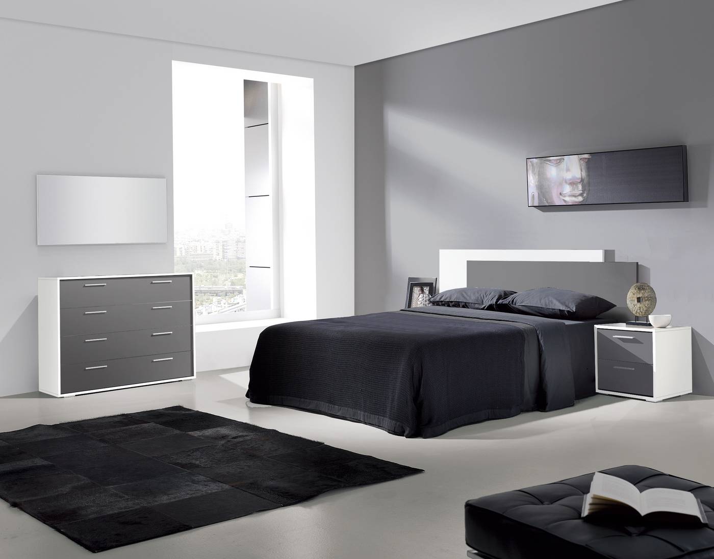 Dorm. URBAN Bl/Cambrian-Blanco - Dormitorio de matrimonio color blanco o cambrian combinado