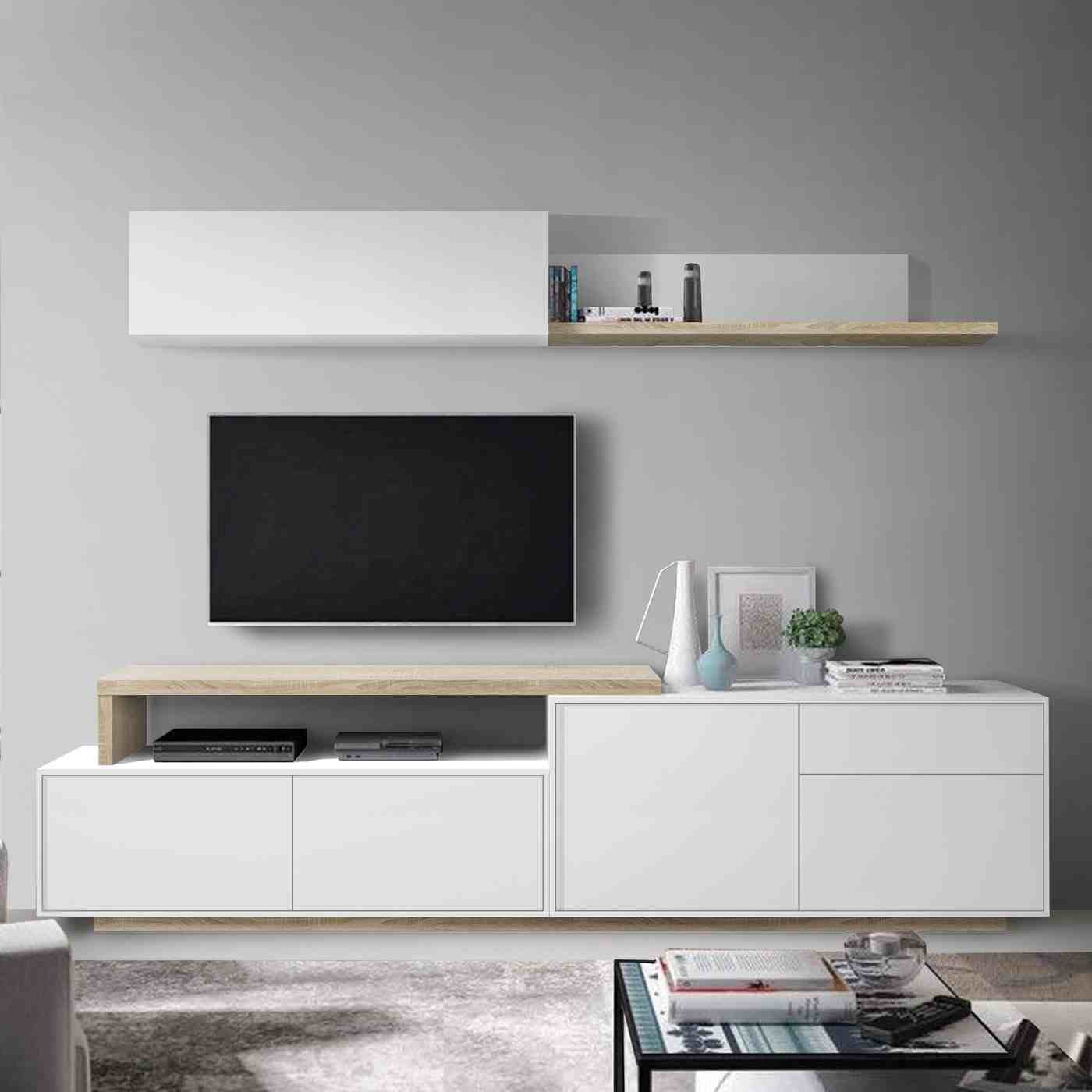 MUEBLE PARA SALÓN MODERNO BLANCO 240 cm.