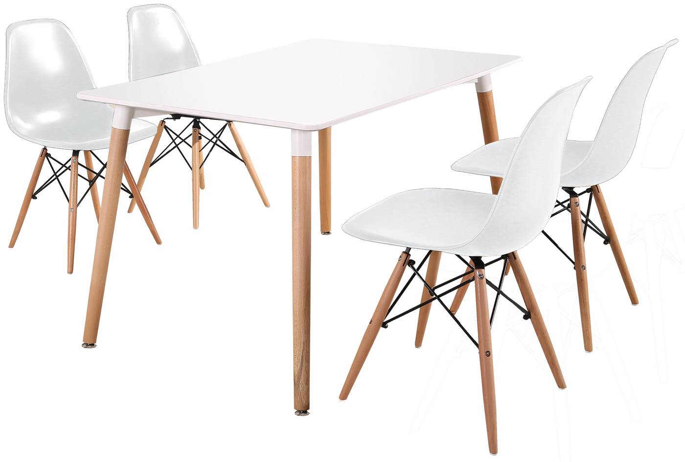 Silla Polipropileno Blanca - Silla de comedor. Patas de madera, con respaldo y asiento de polipropileno color blanco.