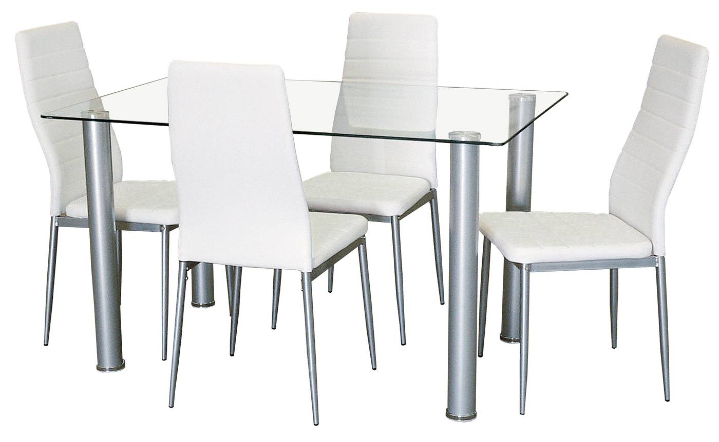 Silla Polipiel Blanca - Silla de comedor. Estructura metálica , con respaldo y asiento acolchado tapizado en polipiel blanca.