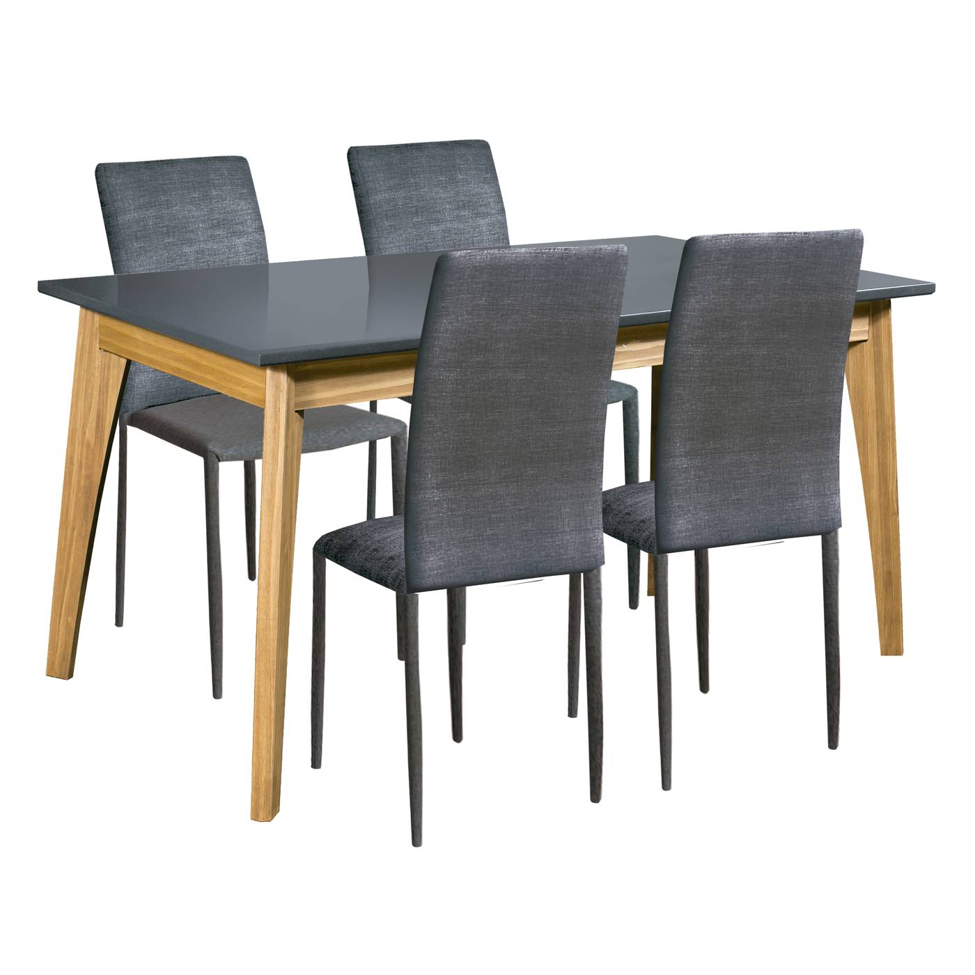 Pack 4 Sillas Apilables Gris - Pack de 4 Sillas de comedor apilable, con respaldo y asiento acolchado tapizado con tela color gris.