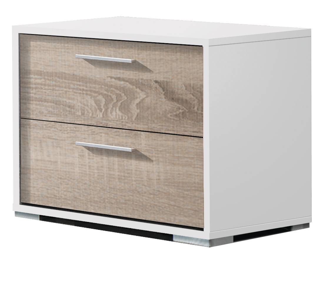 Mesita 2 Caj. Blan/Cambr-Blanco - Mesita blanca o cambrian de 2 cajones combinado con color cambrian o blanco, dos anchos de 43 o 53 cms