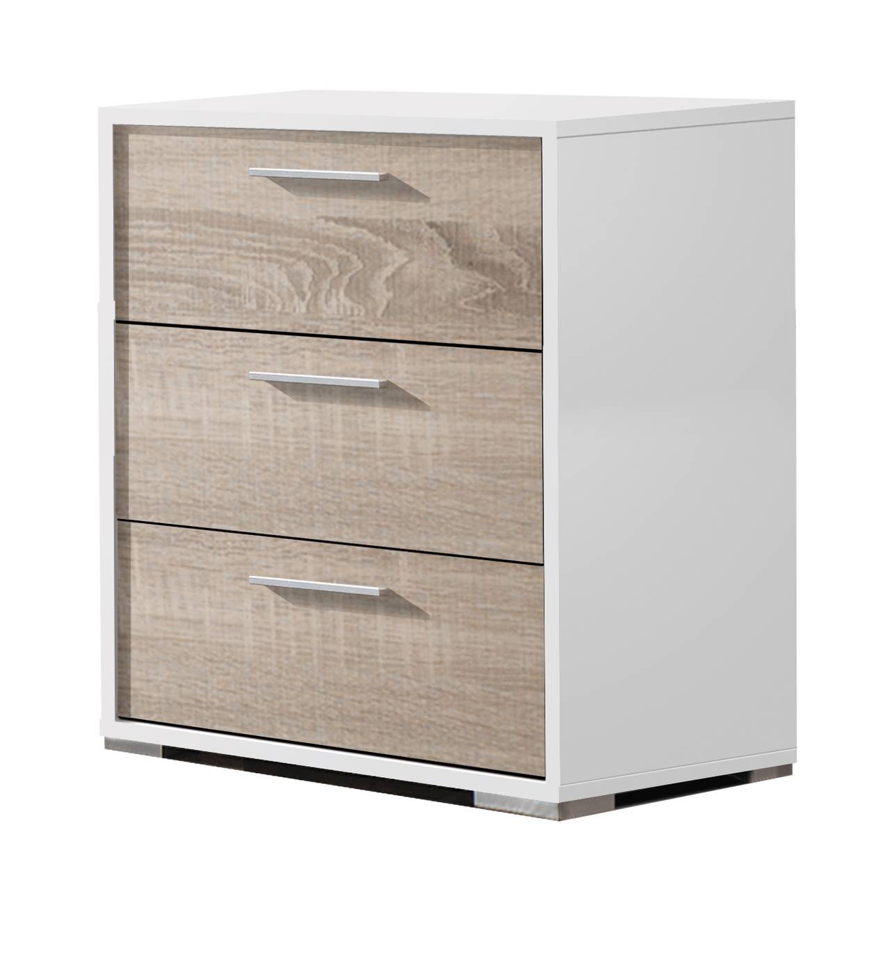 Mesita 3 Caj. Blan/Cambr- Blanco - Mesita blanca o cambrian de 3 cajones combinado con color cambrian o blanco, ancho de 43 o 53 cm a elegir.