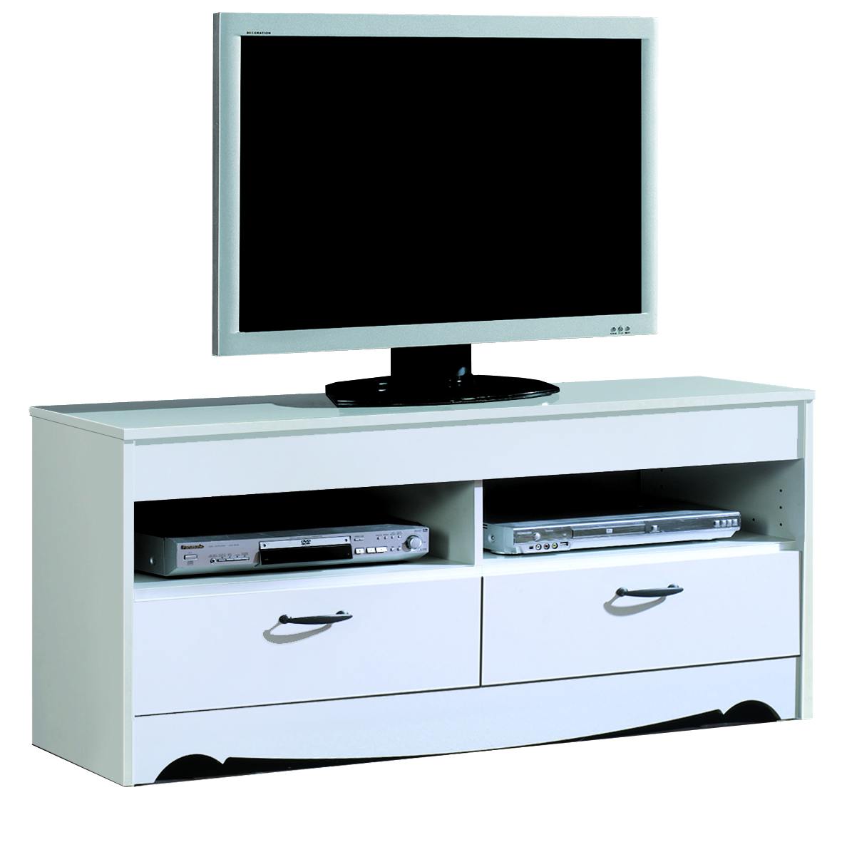 Mesa de televisión de color blanco