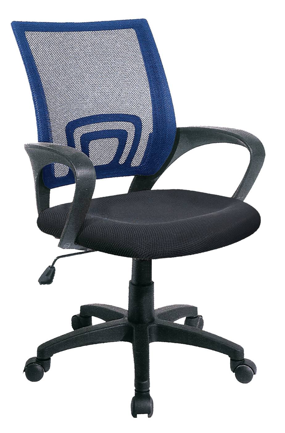 Silla giratoria, con ruedas, elevable, con respaldo transpirable color azul